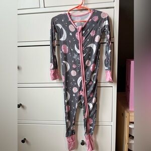Little Sleepies Gray and Pink Celestial Bamboo Footie Zippy 18-24 mo